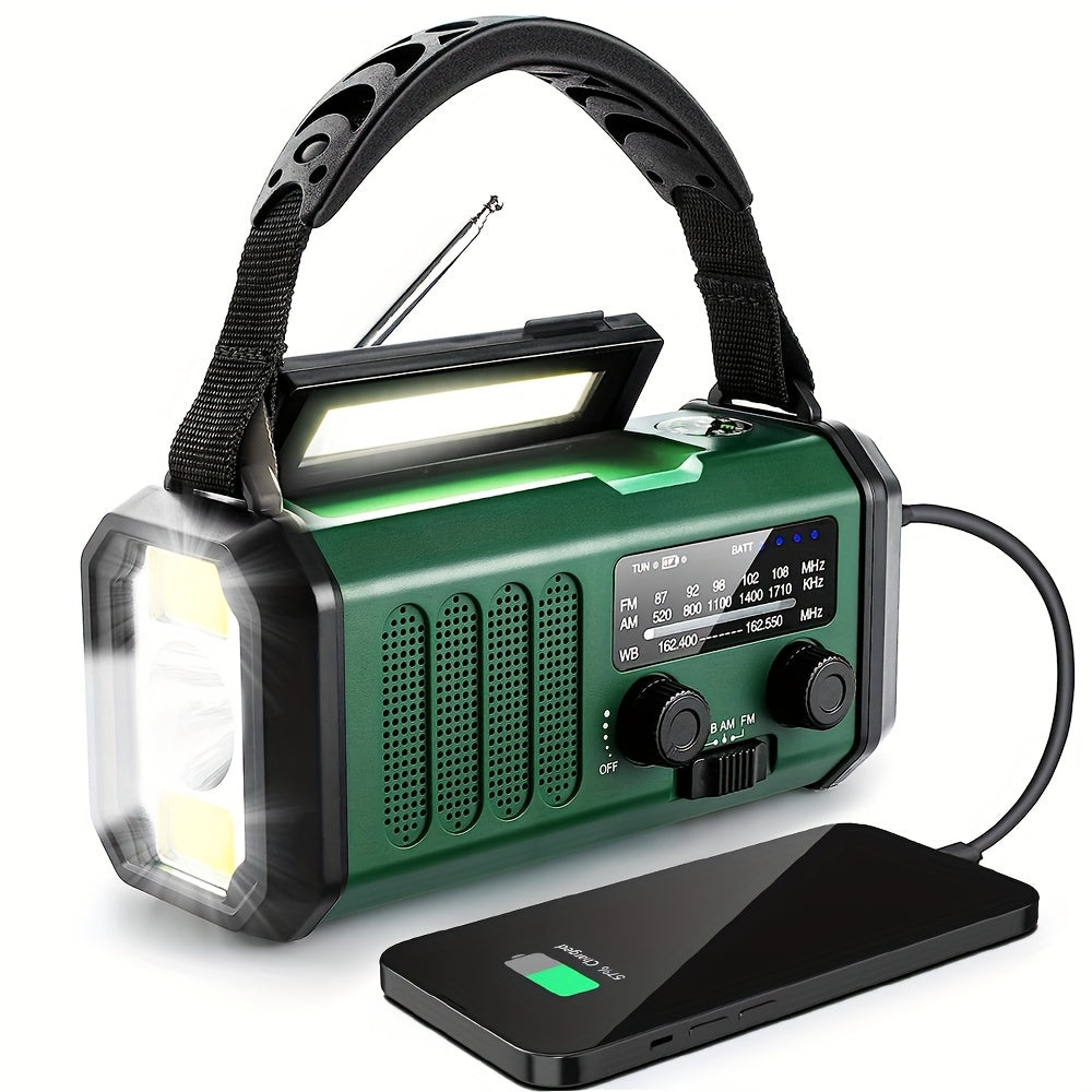 Noodradio met zonnepaneel en handslinger – 10.000mAh batterij, AM/FM met zaklamp en SOS-alarm